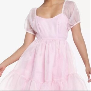 Sweet Society Organza Pink Puff Sleeve Dress